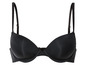 Un soutien-gorge noir avec des bonnets lisses.