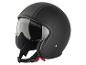 Casque de moto jet noir mat avec visière transparente et rayures grises