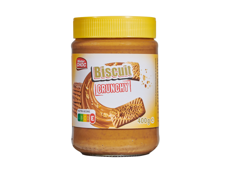 Pot de crème de biscuit croquant avec Nutri-Score E, 400g.