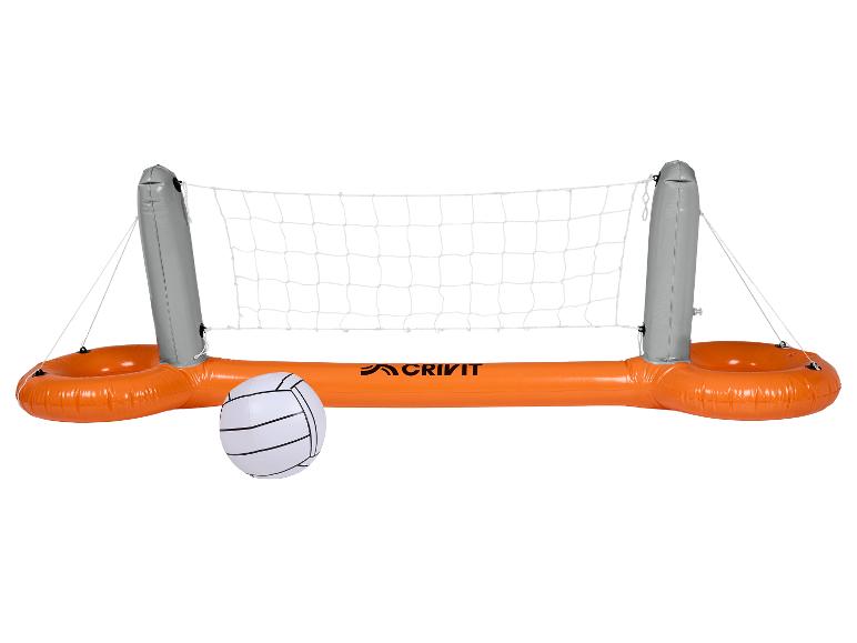 Filet de volley-ball gonflable avec ballon pour piscine, orange et gris.