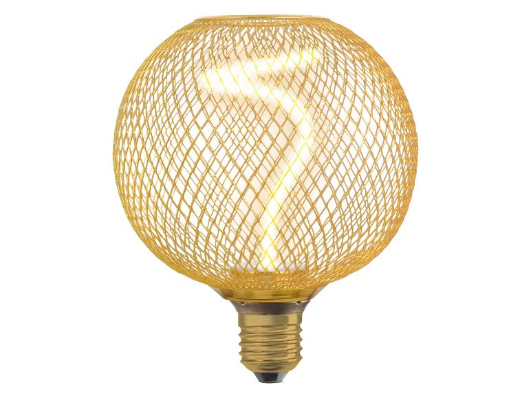 Ampoule à filament doré avec motif en maille.