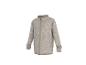 Veste polaire beige avec fermeture éclair et col montant.