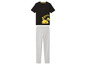 Pyjama avec un t-shirt noir avec Pikachu et un pantalon gris.