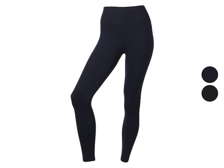 Leggings de sport foncés taille haute, disponibles en bleu marine et noir.