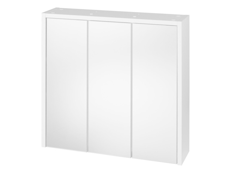 Armoire de salle de bain blanche à trois portes.