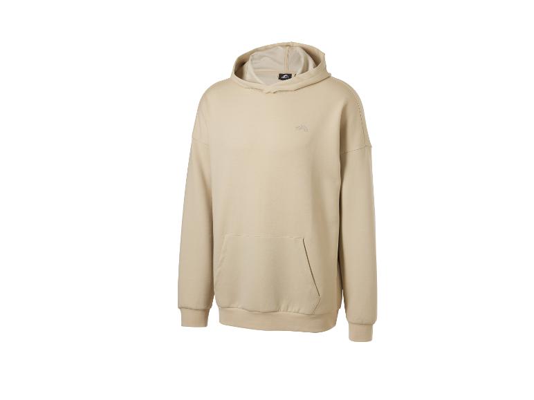 Sweat à capuche beige avec logo sur la poitrine