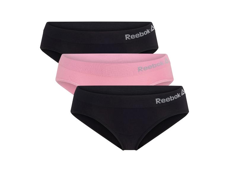 Trois culottes Reebok pour femmes : deux noires et une rose