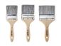 Trois pinceaux PARKSIDE de 70, 80 et 100 mm, avec manches en bois certifié FSC.