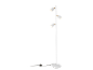 Lampadaire blanc avec trois spots réglables et accents en bois