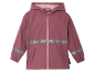 Veste imperméable rose pour fille avec des détails réfléchissants.