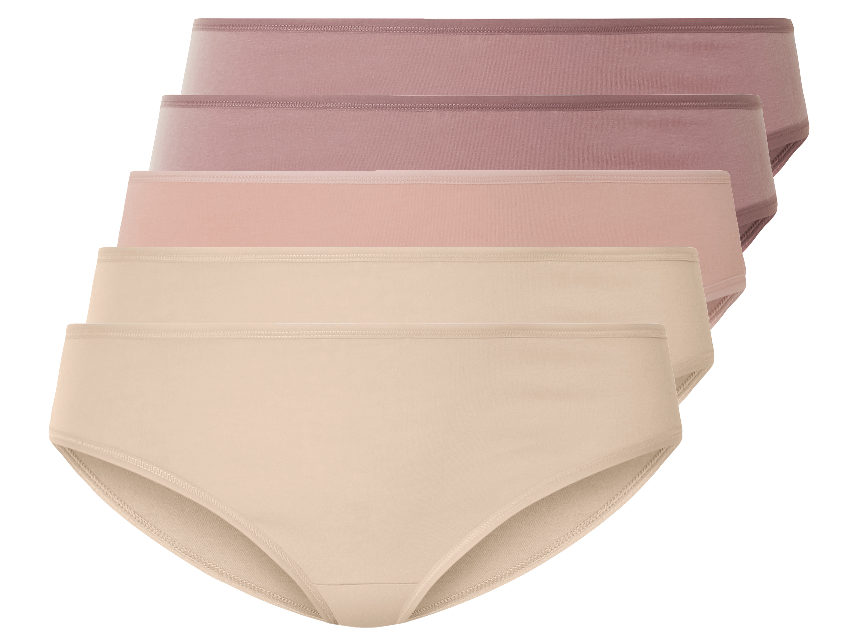 esmara® Lot de 5 culottes femme (XXL (50/52), vieux rose/rose/beige)