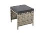 Tabouret de jardin en rotin avec coussin gris
