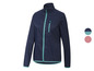 Une veste bleue avec des détails turquoise.