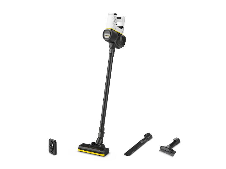 Aspirateur balai sans fil avec suceur sol, suceur plat et brosse d'ameublement.