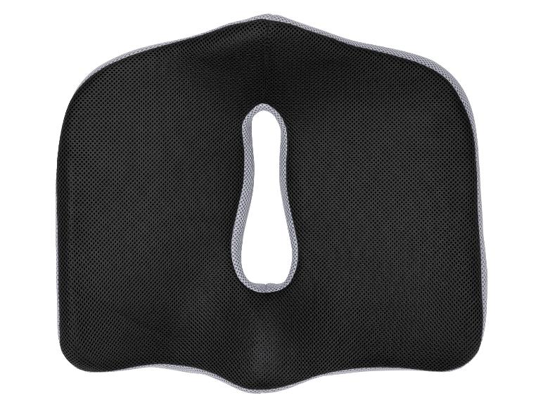 Coussin de siège orthopédique noir avec ouverture centrale pour soulager la pression