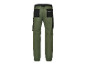 Pantalon de travail vert avec poches renforcées.