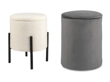 LIVARNO home Tabouret avec compartiment de rangement, Ø 35 cm