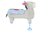 Adorable âne en peluche gris avec des rayures bleu et blanc et un anneau de dentition en forme d'étoile.