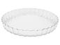 Plat à tarte en verre, bord ondulé.