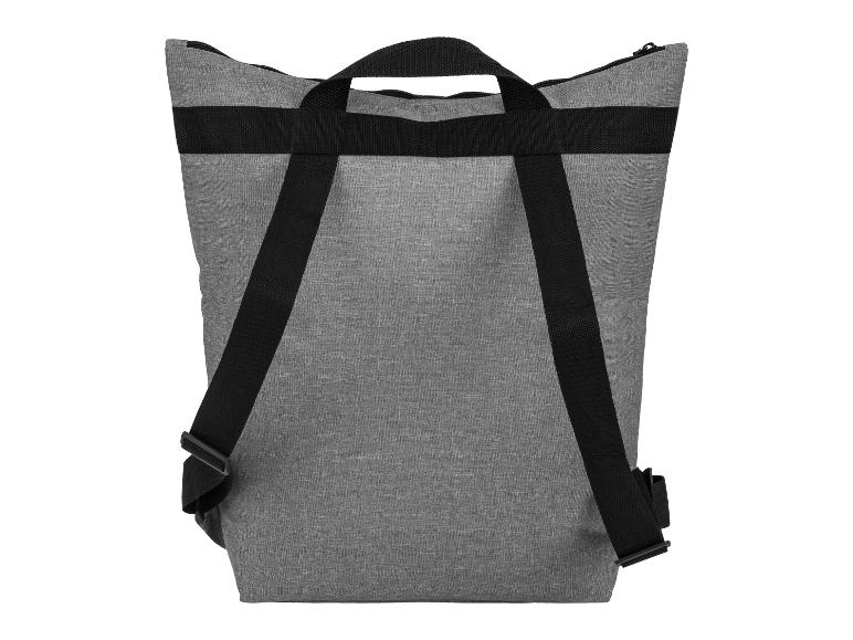 Sac à dos gris avec bretelles noires, vue arrière