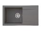 Évier de cuisine gris avec une cuve et un égouttoir, vue de dessus