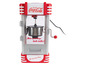 Une machine à popcorn rouge de style rétro avec la marque Coca-Cola.