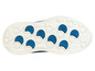 Semelle blanche de baskets avec des accents bleus et le logo Koel4Kids.