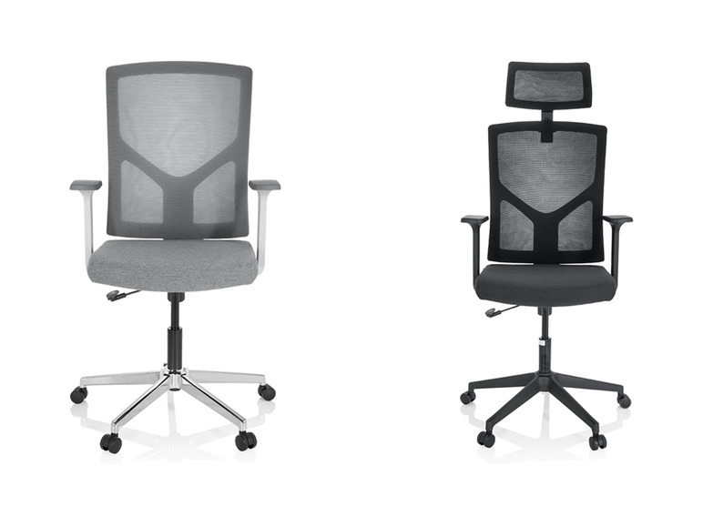 Deux chaises de bureau ergonomiques avec dossier en maille