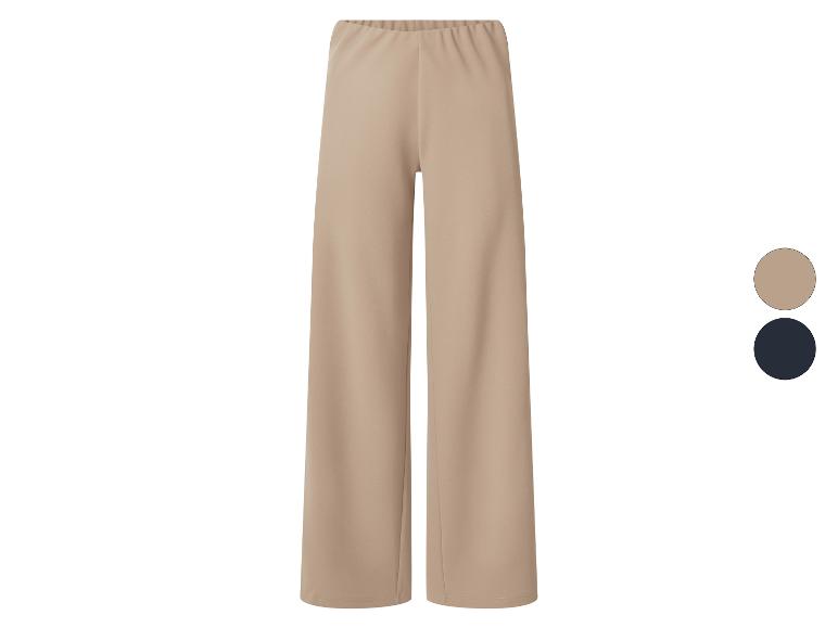 Pantalon large femme en beige et bleu marine
