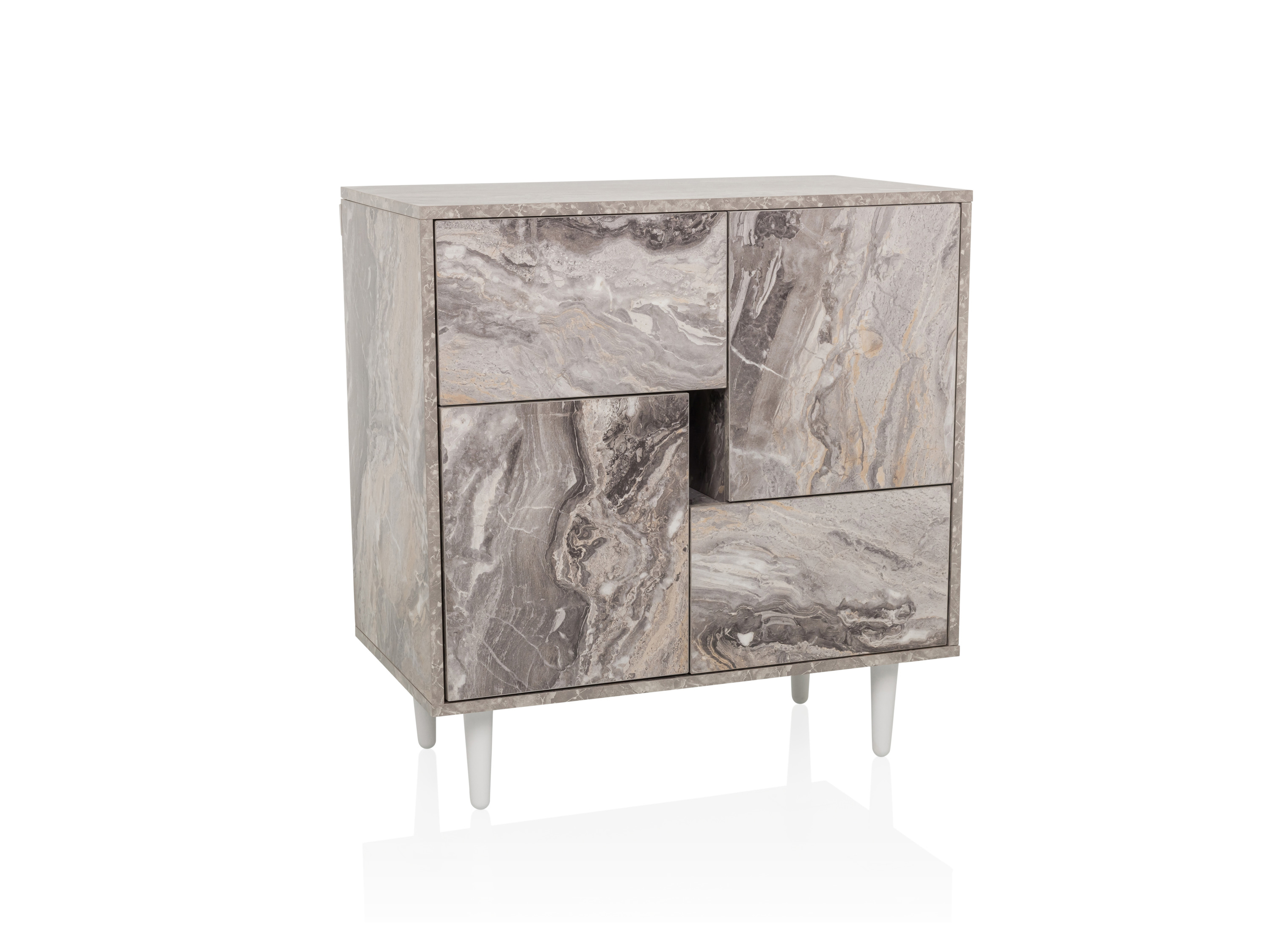 HJH LIVING Commode en enfilade, LYKKJA (blanc/marbre) - blanc/marbre