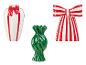 Trois vases décoratifs LIVARNO®: deux rayés rouge et blanc avec des nœuds, un vert, torsadé.