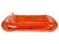 Bâteau pneumatique orange transparent avec siège intégré.