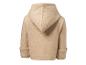 Vue arrière d'une veste à capuche beige pour enfant en laine bouillie.