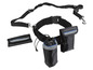 Une ceinture pour chien noire avec ceinture, porte-bouteille et poche