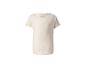 T-shirt côtelé crème à manches courtes avec un cœur brodé sur la poitrine.