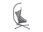 Un fauteuil suspendu gris avec un cadre en métal.