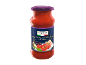 Sauce tomate aux aubergines et fromage, l'étiquette montre aubergine, tomates, basilic, fromage et oignon.