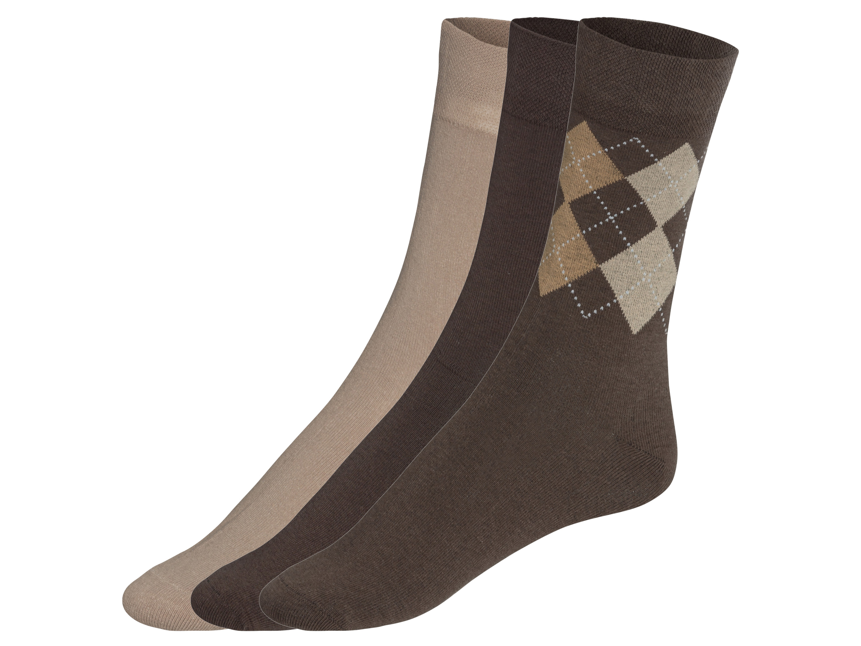 LIVERGY® Lot de 3 paires de chaussettes homme (39-42, motif marron)