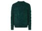 Un pull en tricot vert foncé à manches longues.