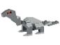 Dinosaure LEGO gris avec des yeux rouges sur fond blanc.