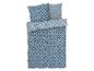 Parure de lit bleu marine à motif floral, comprenant un drap housse, une taie d'oreiller et une taie de traversin.