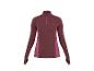Haut de sport à manches longues et fermeture éclair pour femme, couleur bordeaux.