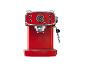 Machine à café rétro rouge avec manomètre et le texte '1973'.