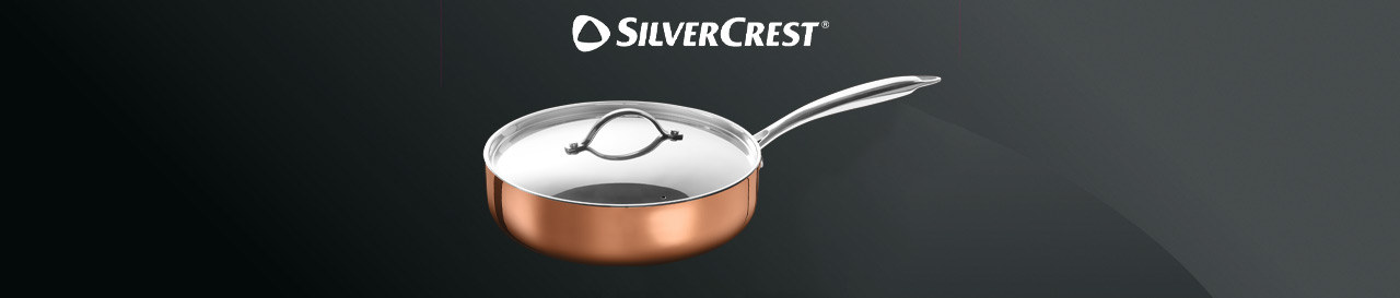 Bannière promotionnelle avec le logo Silvercrest et un appareil de cuisine
