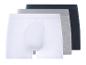 Trois boxers homme : blanc, gris et marine.