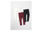 Trois leggings pour filles : un avec imprimé cœurs, un bordeaux et un noir.