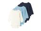 Quatre bodys bébé manches longues en différentes couleurs.