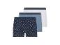 Trois boxers : un à motifs ancres, un bleu clair, un blanc.
