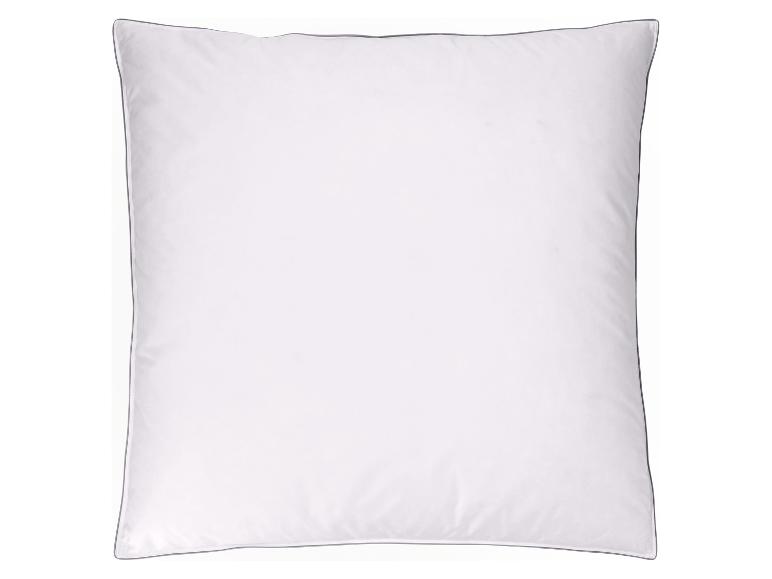 Oreiller blanc simple avec bordure grise.