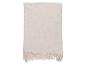Jeté de lit tricoté beige clair avec franges